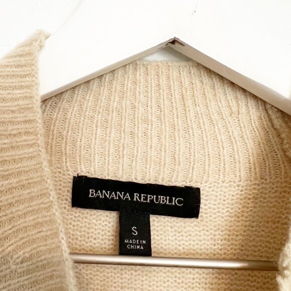 Banana Republic Wool Blend Mock Ribbed Sweater Top Quiet Luxury Winter Tan Small - Picture 7 of 10